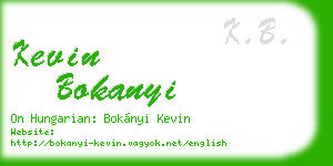 kevin bokanyi business card